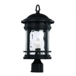 Boardwalk 18.5 in. 1-Light Black Outdoor Lamp Post Lantern Mount with Water Glass by Bel Air Lighting