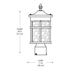 Avalon 11 in. 1-Light Black Outdoor Lamp Post Lantern Mount with Crackled Glass by Bel Air Lighting -GlowNest Shop black bel air lighting post lanterns 40384 bk 1f 1000