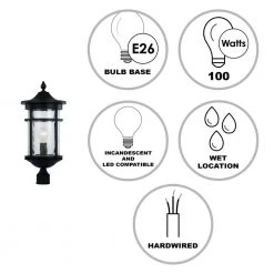 Avalon 11 in. 1-Light Black Outdoor Lamp Post Lantern Mount with Crackled Glass by Bel Air Lighting -GlowNest Shop black bel air lighting post lanterns 40384 bk 40 1000