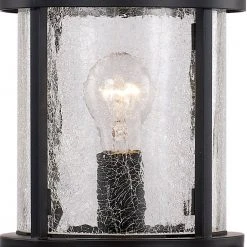 Avalon 11 in. 1-Light Black Outdoor Lamp Post Lantern Mount with Crackled Glass by Bel Air Lighting -GlowNest Shop black bel air lighting post lanterns 40384 bk 4f 1000