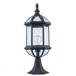 Wentworth 1-Light Black Outdoor Lamp Post Lantern Mount with Clear Glass by Bel Air Lighting -GlowNest Shop black bel air lighting post lanterns 4182 bk 1f 1000