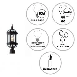 Wentworth 1-Light Black Outdoor Lamp Post Lantern Mount with Clear Glass by Bel Air Lighting -GlowNest Shop black bel air lighting post lanterns 4186 bk 40 1000