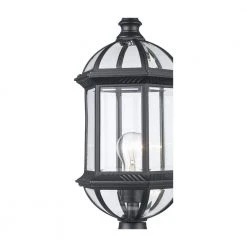 Wentworth 1-Light Black Outdoor Lamp Post Lantern Mount with Clear Glass by Bel Air Lighting -GlowNest Shop black bel air lighting post lanterns 4186 bk 4f 1000