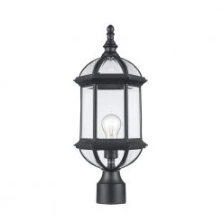 Wentworth 1-Light Black Outdoor Lamp Post Lantern Mount with Clear Glass by Bel Air Lighting