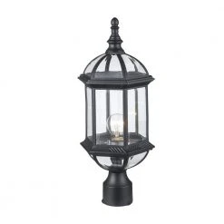 Wentworth 1-Light Black Outdoor Lamp Post Lantern Mount with Clear Glass by Bel Air Lighting -GlowNest Shop black bel air lighting post lanterns 4186 bk c3 1000