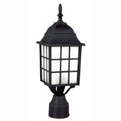 San Gabriel 1-Light Black Outdoor Lamp Post Lantern Mount with Frosted Glass by Bel Air Lighting