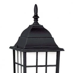 San Gabriel 1-Light Black Outdoor Lamp Post Lantern Mount with Frosted Glass by Bel Air Lighting -GlowNest Shop black bel air lighting post lanterns 4421 bk c3 1000