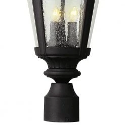 Commons 3-Light Black Outdoor Lamp Post Lantern Mount with Seeded Glass by Bel Air Lighting -GlowNest Shop black bel air lighting post lanterns 5047 bk 1f 1000