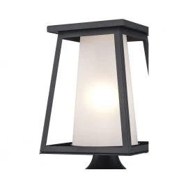 Kingsbury 1-Light Black Outdoor Lamp Post Lantern Mount with Frosted Glass by Bel Air Lighting -GlowNest Shop black bel air lighting post lanterns 51393 bk 1f 1000