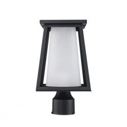 Kingsbury 1-Light Black Outdoor Lamp Post Lantern Mount with Frosted Glass by Bel Air Lighting -GlowNest Shop black bel air lighting post lanterns 51393 bk 4f 1000