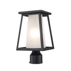 Kingsbury 1-Light Black Outdoor Lamp Post Lantern Mount with Frosted Glass by Bel Air Lighting