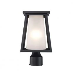 Kingsbury 1-Light Black Outdoor Lamp Post Lantern Mount with Frosted Glass by Bel Air Lighting -GlowNest Shop black bel air lighting post lanterns 51393 bk c3 1000