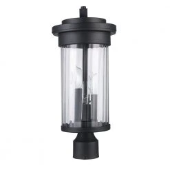 Carmel 3-Light Black Metal Hardwired Outdoor Weather Resistant Post Light with No Bulbs Included by Bel Air Lighting -GlowNest Shop black bel air lighting post lanterns 51413 bk c3 1000