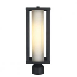 Adler 1-Light Black Metal Hardwired Outdoor Weather Resistant Post Light with No Bulbs Included by Bel Air Lighting