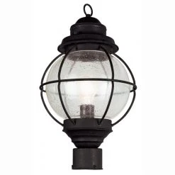 Catalina 10 in. 1-Light Black Outdoor Lamp Post Lantern Mount with Seeded Glass by Bel Air Lighting