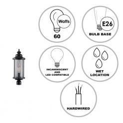 Stewart 1-Light Black Outdoor Lamp Post Lantern Mount with Mesh Frame by Bel Air Lighting -GlowNest Shop black bel air lighting post light sets 40743 bk 40 1000