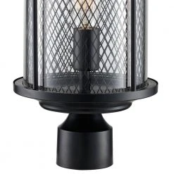Stewart 1-Light Black Outdoor Lamp Post Lantern Mount with Mesh Frame by Bel Air Lighting -GlowNest Shop black bel air lighting post light sets 40743 bk 4f 1000