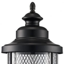 Stewart 1-Light Black Outdoor Lamp Post Lantern Mount with Mesh Frame by Bel Air Lighting -GlowNest Shop black bel air lighting post light sets 40743 bk c3 1000