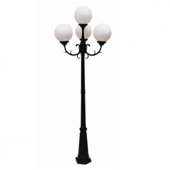 Wilshire 7.5 ft. 4-Light Black Outdoor Lamp Post Pole Lantern with Opal Acrylic Shade by Bel Air Lighting