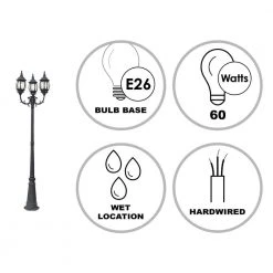 Parkway 7.6 ft. 3-Light Black Outdoor Lamp Post Light Set with Clear Glass by Bel Air Lighting -GlowNest Shop black bel air lighting post light sets 4090 bk 40 1000