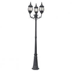 Parkway 7.6 ft. 3-Light Black Outdoor Lamp Post Light Set with Clear Glass by Bel Air Lighting