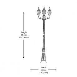 Parkway 7.6 ft. 3-Light Black Outdoor Lamp Post Light Set with Clear Glass by Bel Air Lighting -GlowNest Shop black bel air lighting post light sets 4090 bk 77 1000