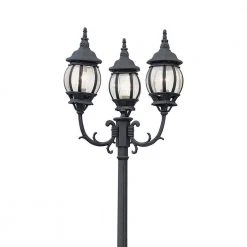 Parkway 7.6 ft. 3-Light Black Outdoor Lamp Post Light Set with Clear Glass by Bel Air Lighting -GlowNest Shop black bel air lighting post light sets 4090 bk c3 1000