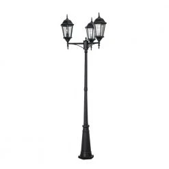 Classical 8 ft. 3-Light Black Outdoor Lamp Post Light Set with Clear Glass by Bel Air Lighting 15 Classical 8 ft. 3-Light Black Outdoor Lamp Post Light Set with Clear Glass by Bel Air Lighting -GlowNest Shop black bel air lighting post light sets 4995 bk c3 1000