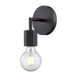 Placerville 4.5 in. 1-Light Black Bathroom Vanity Light Fixture with Geometric Socket by Bel Air Lighting -GlowNest Shop black bel air lighting vanity lighting 22231 bk 1f 1000