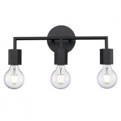 Placerville 16 in. 3-Light Black Bathroom Vanity Light Fixture with Geometric Socket by Bel Air Lighting