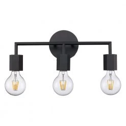 Placerville 16 in. 3-Light Black Bathroom Vanity Light Fixture with Geometric Socket by Bel Air Lighting -GlowNest Shop black bel air lighting vanity lighting 22233 bk c3 1000