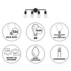 Placerville 21.5 in. 4-Light Black Bathroom Vanity Light Fixture with Geometric Socket by Bel Air Lighting -GlowNest Shop black bel air lighting vanity lighting 22234 bk 40 1000