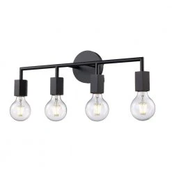 Placerville 21.5 in. 4-Light Black Bathroom Vanity Light Fixture with Geometric Socket by Bel Air Lighting -GlowNest Shop black bel air lighting vanity lighting 22234 bk 4f 1000