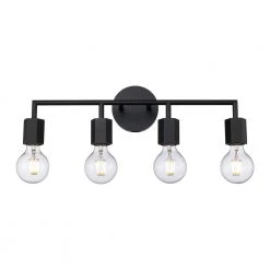 Placerville 21.5 in. 4-Light Black Bathroom Vanity Light Fixture with Geometric Socket by Bel Air Lighting
