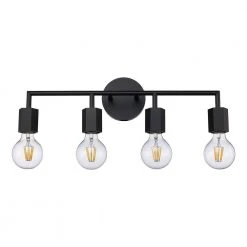 Placerville 21.5 in. 4-Light Black Bathroom Vanity Light Fixture with Geometric Socket by Bel Air Lighting -GlowNest Shop black bel air lighting vanity lighting 22234 bk c3 1000