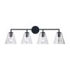 Kennedy 4-Light Black Bathroom Vanity Light Fixture with Clear Glass Shades by Bel Air Lighting -GlowNest Shop black bel air lighting vanity lighting 22244 bk 64 1000