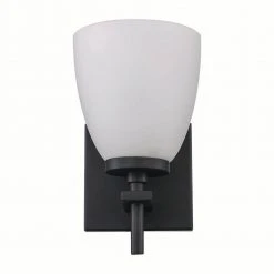 Oxnard 1-Light Black Wall Sconce Light Fixture with Frosted Glass by Bel Air Lighting -GlowNest Shop black bel air lighting vanity lighting 22291 bk 1f 1000
