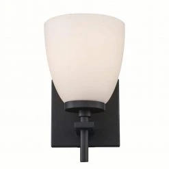 Oxnard 1-Light Black Wall Sconce Light Fixture with Frosted Glass by Bel Air Lighting -GlowNest Shop black bel air lighting vanity lighting 22291 bk 4f 1000