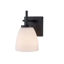 Oxnard 1-Light Black Wall Sconce Light Fixture with Frosted Glass by Bel Air Lighting -GlowNest Shop black bel air lighting vanity lighting 22291 bk c3 1000