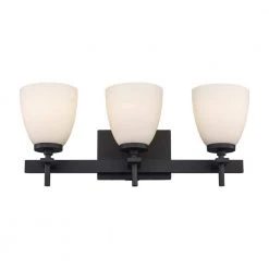 Oxnard 19.5 in. 3-Light Black Bathroom Vanity Light Fixture with Frosted Glass by Bel Air Lighting