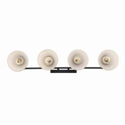 Oxnard 27.5 in. 4-Light Black Bathroom Vanity Light Fixture with Frosted Glass by Bel Air Lighting -GlowNest Shop black bel air lighting vanity lighting 22294 bk 1d 1000