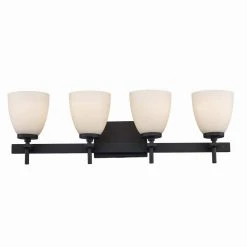 Oxnard 27.5 in. 4-Light Black Bathroom Vanity Light Fixture with Frosted Glass by Bel Air Lighting