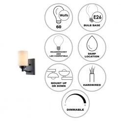 Mod Pod 4.5 in. 1-Light Black Wall Sconce Light Fixture with Frosted Glass Cylinder Shade by Bel Air Lighting -GlowNest Shop black bel air lighting vanity lighting 70521 bk 40 1000