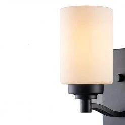 Mod Pod 4.5 in. 1-Light Black Wall Sconce Light Fixture with Frosted Glass Cylinder Shade by Bel Air Lighting -GlowNest Shop black bel air lighting vanity lighting 70521 bk 44 1000