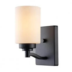 Mod Pod 4.5 in. 1-Light Black Wall Sconce Light Fixture with Frosted Glass Cylinder Shade by Bel Air Lighting