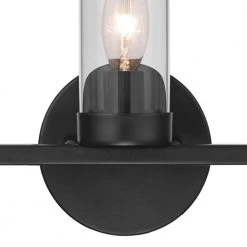 3-Light Black Bathroom Vanity Light Fixture with Clear Glass Shade and Metal Accents by Bel Air Lighting -GlowNest Shop black bel air lighting vanity lighting 71713 bk 4f 1000