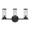 3-Light Black Bathroom Vanity Light Fixture with Clear Glass Shade and Metal Accents by Bel Air Lighting -GlowNest Shop black bel air lighting vanity lighting 71713 bk 64 1000