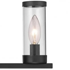 3-Light Black Bathroom Vanity Light Fixture with Clear Glass Shade and Metal Accents by Bel Air Lighting -GlowNest Shop black bel air lighting vanity lighting 71713 bk c3 1000