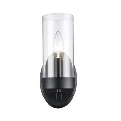Meadowlark 1-Light Black Wall Sconce with Clear Glass Shade by Bel Air Lighting -GlowNest Shop black bel air lighting vanity lighting 71731 bk c3 1000