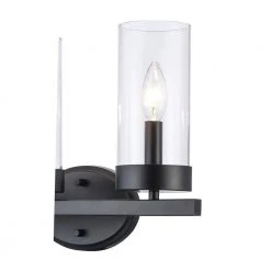 Meadowlark 21 in. 3-Light Black Modern Bathroom Vanity Light with Clear Glass Shades by Bel Air Lighting -GlowNest Shop black bel air lighting vanity lighting 71733 bk 4f 1000